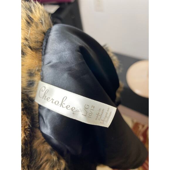 Cherokee Leopard Print Faux Fur Sleeveless Vest Sz L 10/12 Kids - Picture 8 of 14